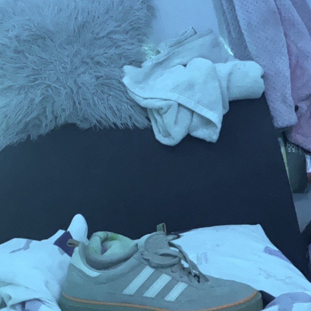 Adidas Gray Suede Sneakers with White Stripes